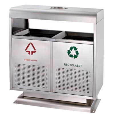 Stainless Steel 2 Stream Recycle Bin